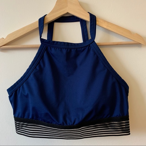 💙 Royal Blue High Neck Sports Bra - Picture 1 of 2
